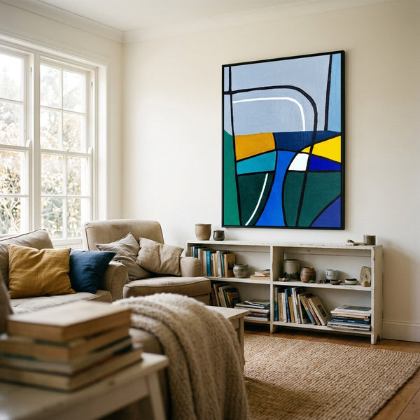 Moody Neutral Abstract Wall Art — Modern Original Oil Painting, Textured Canvas — "Sectio Loci II"