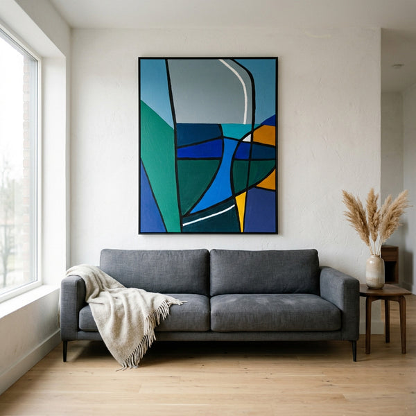 Moody Neutral Abstract Wall Art — Modern Original Oil Painting, Textured Canvas Statement — "Sectio Loci I"