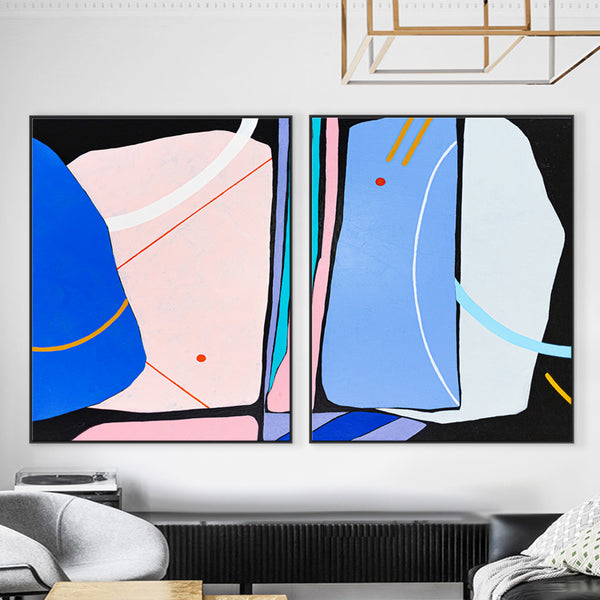 Original Acrylic Abstract Painting with Modern Contemporary Atmosphere, Simple Large Canvas Wall Art | Seio (2 Set)
