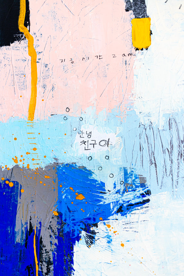 Original Abstract Sky Blue Painting Mixed Media Modern Canvas Wall Art | Sello (36"x36")