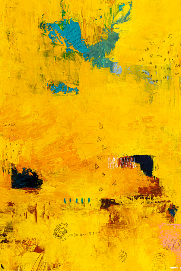 Bold Yellow Modern Expressionist Abstract Painting, Canvas Wall Art Centered on Minimal Visuals | Sensus (46"x46")