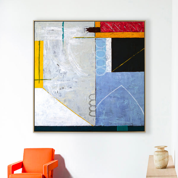 Geometric Abstract Original Acrylic Painting, Colorful Large Modern Wall Art for Contemporary Interiors | Shade