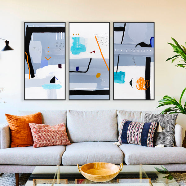 3 Set of Original Acrylic Abstract Painting Reflecting Thought & Memory | Shall We Take a Break Here (3 Set) (18"x36")