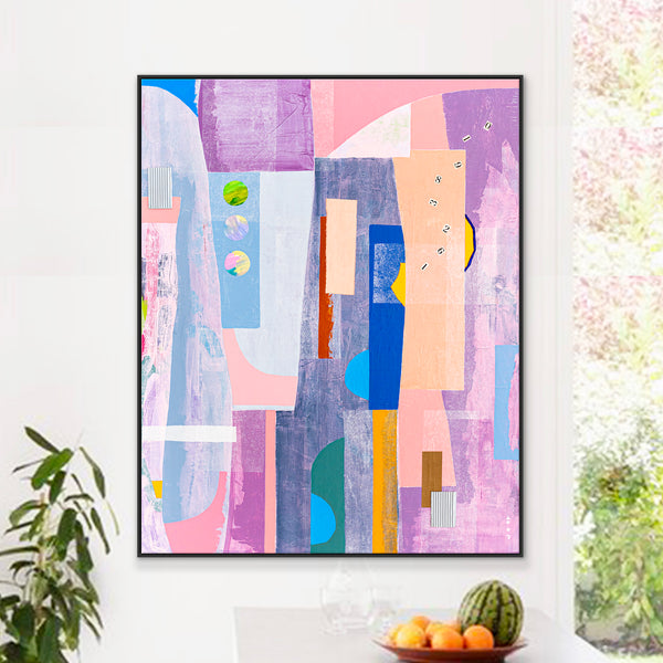 Extra Large Abstract Painting with Mixed Media, Contemporary Style Modern Canvas Wall Art | Sigan Sai (48"x60")