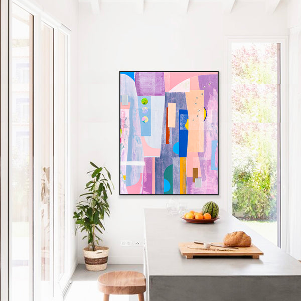 Extra Large Abstract Painting with Mixed Media, Contemporary Style Modern Canvas Wall Art | Sigan Sai (48"x60")