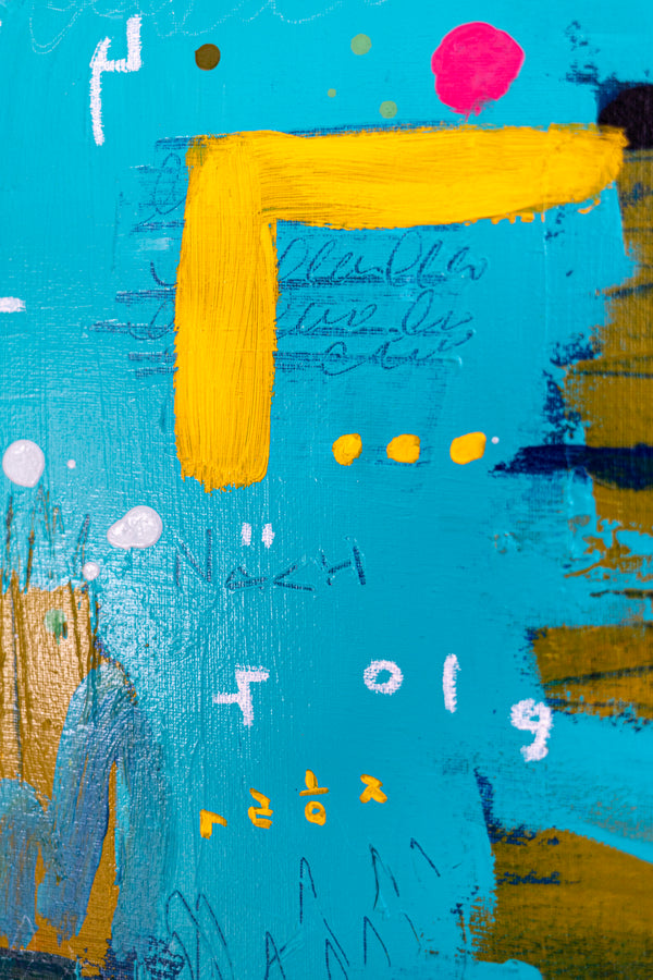 Abstract Painting – Original Acrylic & Oil Painting on Canvas, Mixed Media Painting – Signs of a Quiet Day – 20"x20" (50x50cm)