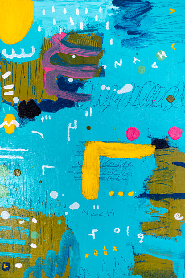 Abstract Painting – Original Acrylic & Oil Painting on Canvas, Mixed Media Painting – Signs of a Quiet Day – 20"x20" (50x50cm)