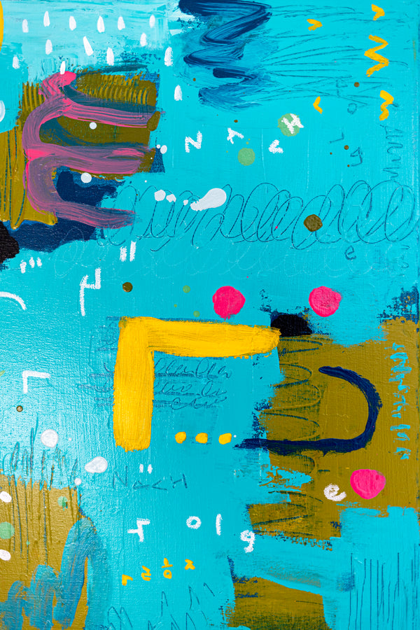 Abstract Painting – Original Acrylic & Oil Painting on Canvas, Mixed Media Painting – Signs of a Quiet Day – 20"x20" (50x50cm)