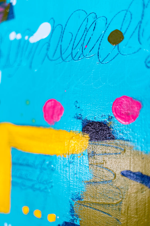 Abstract Painting – Original Acrylic & Oil Painting on Canvas, Mixed Media Painting – Signs of a Quiet Day – 20"x20" (50x50cm)