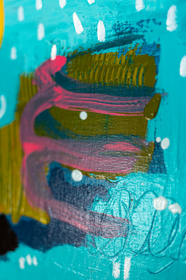 Abstract Painting – Original Acrylic & Oil Painting on Canvas, Mixed Media Framed Painting – Signs of a Quiet Day – 20"x20" (50x50cm)