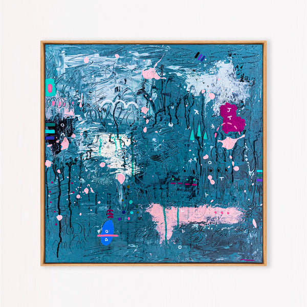 Abstract Painting – Original Acrylic & Oil Painting on Canvas, Mixed Media Modern Painting  – Signum Silentii (20"x20" | 50x50cm)