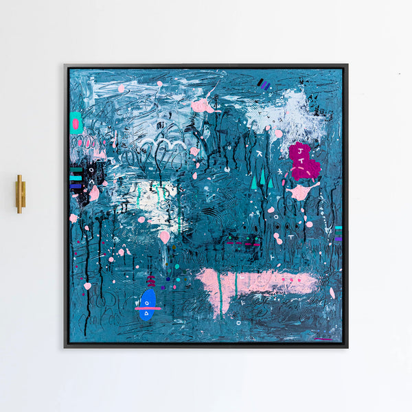 Abstract Painting – Original Acrylic & Oil Painting on Canvas, Mixed Media Modern Painting  – Signum Silentii (20"x20" | 50x50cm)