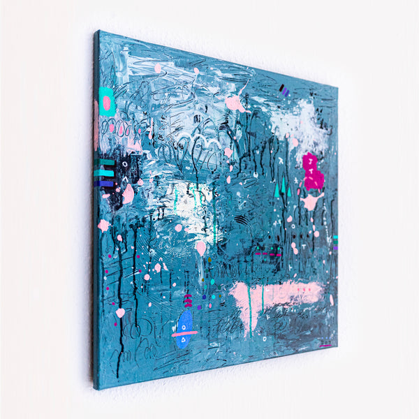 Abstract Painting – Original Acrylic & Oil Painting on Canvas, Mixed Media Modern Painting  – Signum Silentii (20"x20" | 50x50cm)