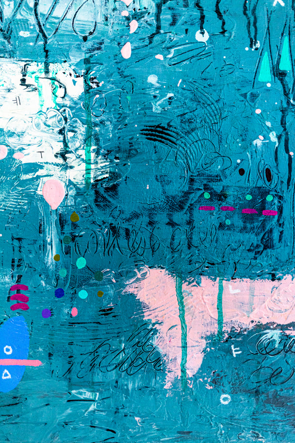 Abstract Painting – Original Acrylic & Oil Painting on Canvas, Mixed Media Modern Painting  – Signum Silentii (20"x20" | 50x50cm)