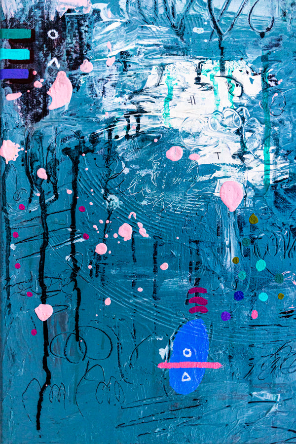 Abstract Painting – Original Acrylic & Oil Painting on Canvas, Mixed Media Modern Painting  – Signum Silentii (20"x20" | 50x50cm)