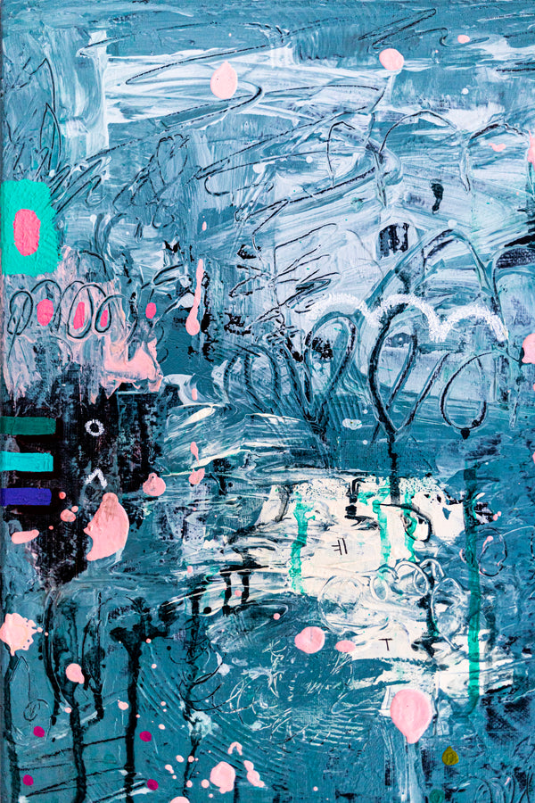 Abstract Painting – Original Acrylic & Oil Painting on Canvas, Mixed Media Modern Painting  – Signum Silentii (20"x20" | 50x50cm)