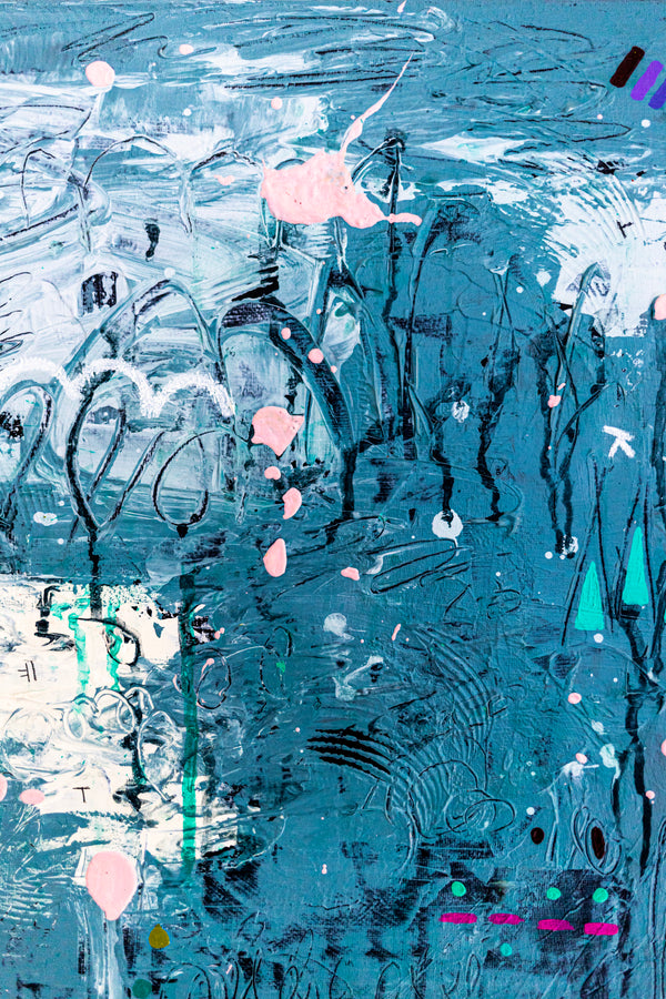 Abstract Painting – Original Acrylic & Oil Painting on Canvas, Mixed Media Modern Painting  – Signum Silentii (20"x20" | 50x50cm)