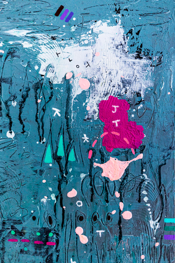 Abstract Painting – Original Acrylic & Oil Painting on Canvas, Mixed Media Modern Painting  – Signum Silentii (20"x20" | 50x50cm)