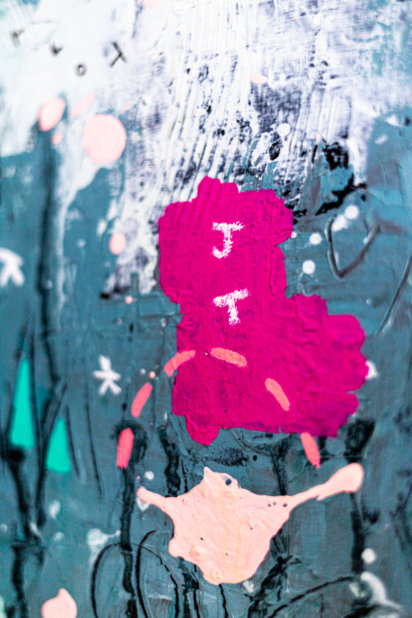 Abstract Painting – Original Acrylic & Oil Painting on Canvas, Mixed Media Modern Painting  – Signum Silentii (20"x20" | 50x50cm)