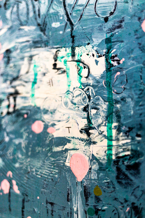 Abstract Painting – Original Acrylic & Oil Painting on Canvas, Mixed Media Modern Painting  – Signum Silentii (20"x20" | 50x50cm)