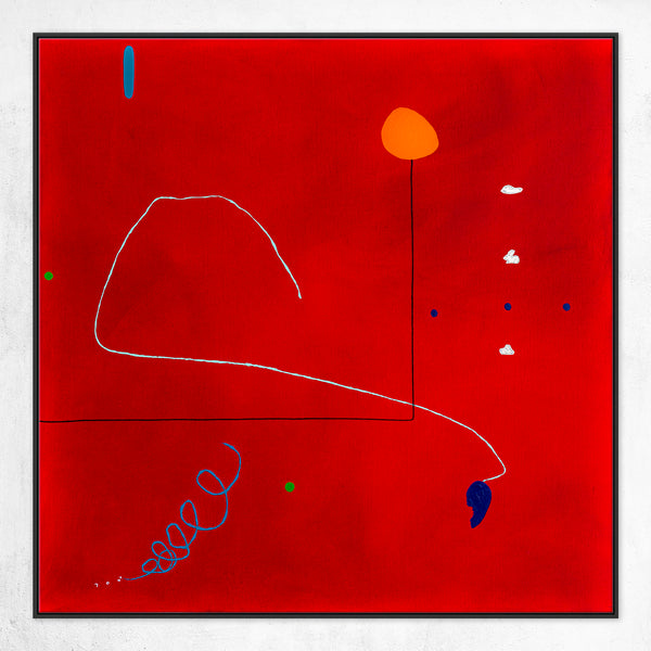 Intense Red Hued Oil and Acrylic Abstract Original Painting Reflecting Stillness, Modern Canvas Wall Art | Silentium (36"x36")