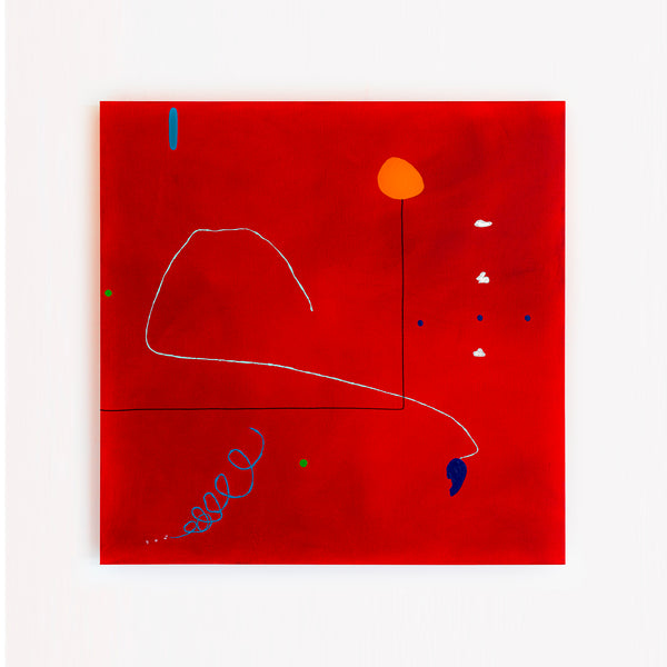 Intense Red Hued Oil and Acrylic Abstract Original Painting Reflecting Stillness, Modern Canvas Wall Art | Silentium (36"x36")