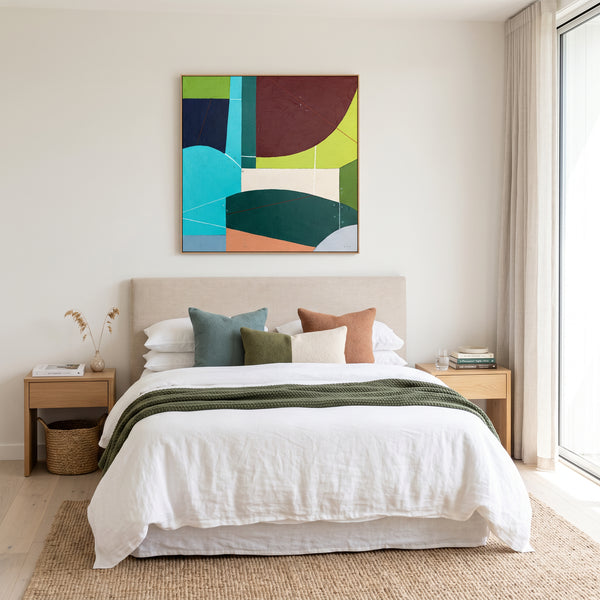Moody Teal Blue Abstract Wall Art — Bold Original Oil Painting, Textured Canvas — "SilvaNatis"