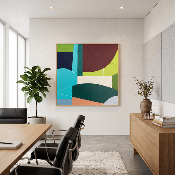 Moody Teal Blue Abstract Wall Art — Bold Original Oil Painting, Textured Canvas — "SilvaNatis"