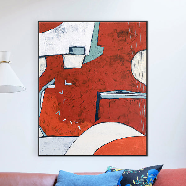 Lunar Enchantment with Original Abstract Acrylic Painting, Red Modern Canvas Wall Art | Something about the moon