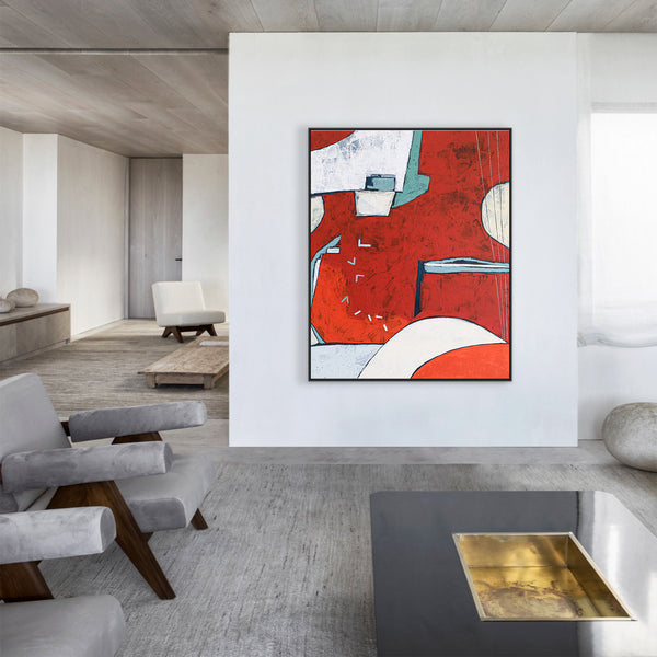 Lunar Enchantment with Original Abstract Acrylic Painting, Red Modern Canvas Wall Art | Something about the moon