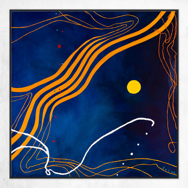 Mixture of Acrylic and Oil in Original Modern Abstract Large painting, Canvas Wall Art | Sonata under the moonlight (48"x48")