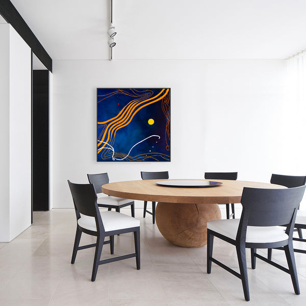 Mixture of Acrylic and Oil in Original Modern Abstract Large painting, Canvas Wall Art | Sonata under the moonlight (48"x48")