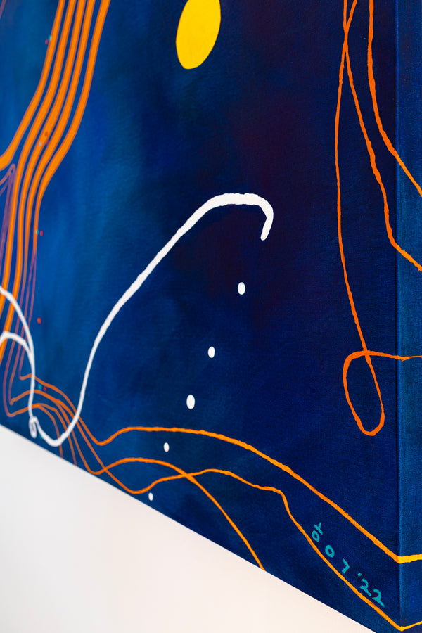 Mixture of Acrylic and Oil in Original Modern Abstract Large painting, Canvas Wall Art | Sonata under the moonlight (48"x48")