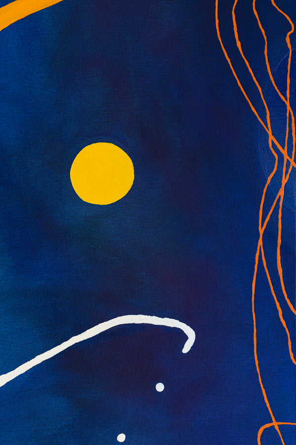 Mixture of Acrylic and Oil in Original Modern Abstract Large painting, Canvas Wall Art | Sonata under the moonlight (48"x48")