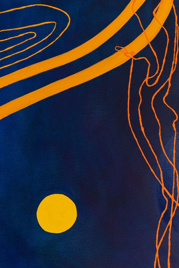 Mixture of Acrylic and Oil in Original Modern Abstract Large painting, Canvas Wall Art | Sonata under the moonlight (48"x48")