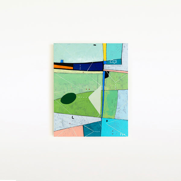 Geometric Abstract Acrylic Painting in Olive and Green, Original Modern Canvas Wall Art for Living Room | Sono II (24"x30")