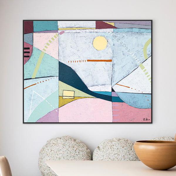 Lyrical Abstract and Contemporary Acrylic Painting in Pastel Tones, Large Peaceful Modern Canvas Wall Art | Sono