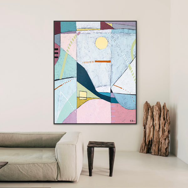 Lyrical Abstract Acrylic Painting in Pastel Tones, Large Peaceful Modern Canvas Wall Art | Sono (Vertical Ver.)
