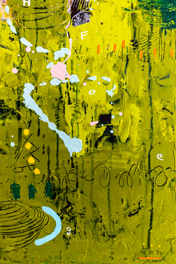 Abstract Painting – Original Acrylic & Oil Painting on Canvas, Mixed Media Modern Painting  – Spriritus Viridis (20"x20" | 50x50cm)