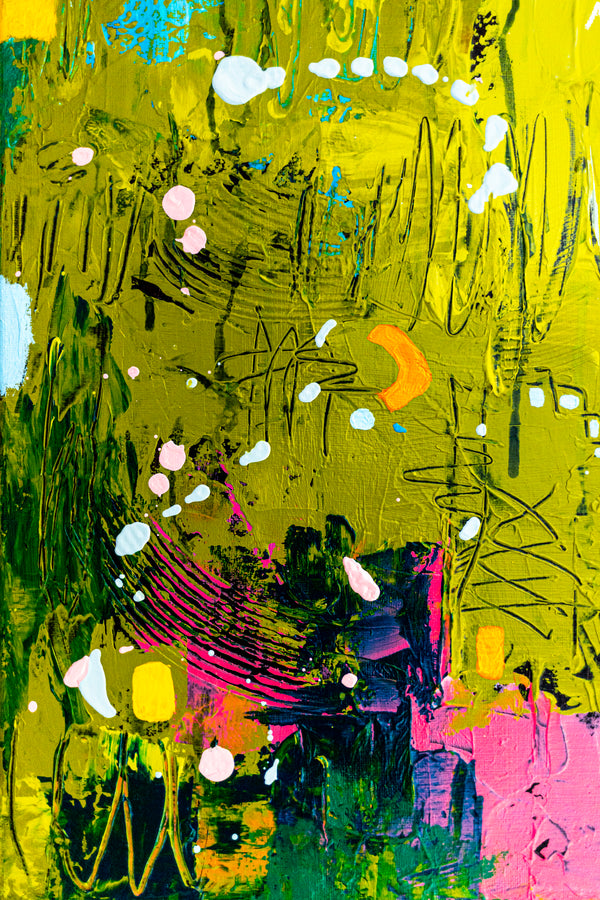 Abstract Painting – Original Acrylic & Oil Painting on Canvas, Mixed Media Modern Painting  – Spriritus Viridis (20"x20" | 50x50cm)