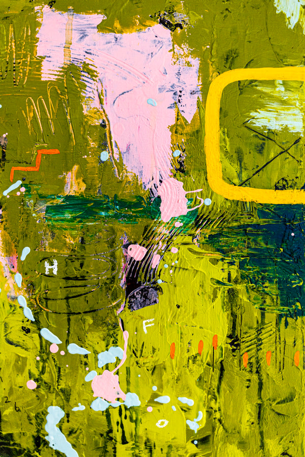 Abstract Painting – Original Acrylic & Oil Painting on Canvas, Mixed Media Modern Painting  – Spriritus Viridis (20"x20" | 50x50cm)