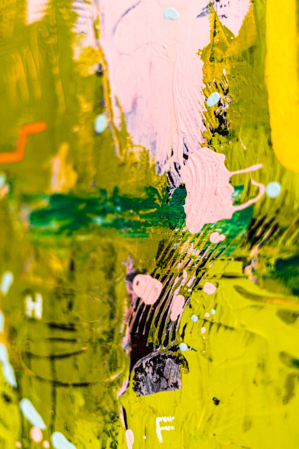 Abstract Painting – Original Acrylic & Oil Painting on Canvas, Mixed Media Modern Painting  – Spriritus Viridis (20"x20" | 50x50cm)