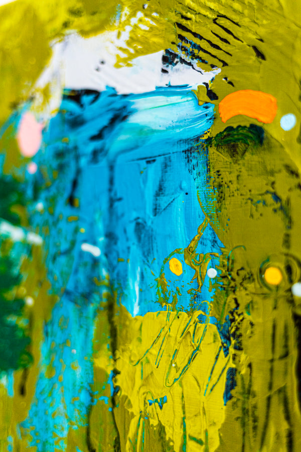 Abstract Painting – Original Acrylic & Oil Painting on Canvas, Mixed Media Modern Painting  – Spriritus Viridis (20"x20" | 50x50cm)