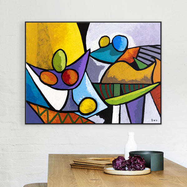 Original Abstract Colorful Painting, Modern Canvas Wall Art with Bright Colors | Still - Dul (40"x30")