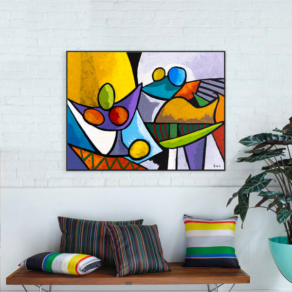 Colorful Original Abstract Painting, Modern Canvas Wall Art with Bright Colors | Still - Dul
