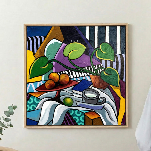 Abstract Still Life Painting – Original Wall Art – Oil & Acrylic on Canvas – Still-Melodia (24"x24")