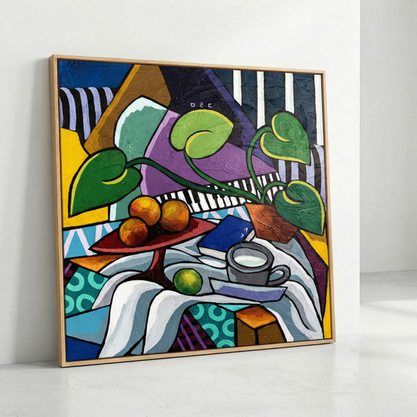 Abstract Still Life Painting – Original Wall Art – Oil & Acrylic on Canvas – Still-Melodia (24"x24")