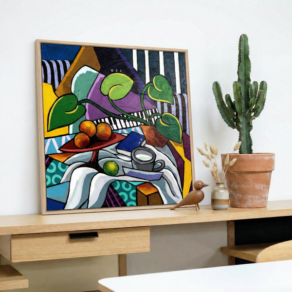 Abstract Still Life Painting – Original Wall Art – Oil & Acrylic on Canvas – Still-Melodia (24"x24")