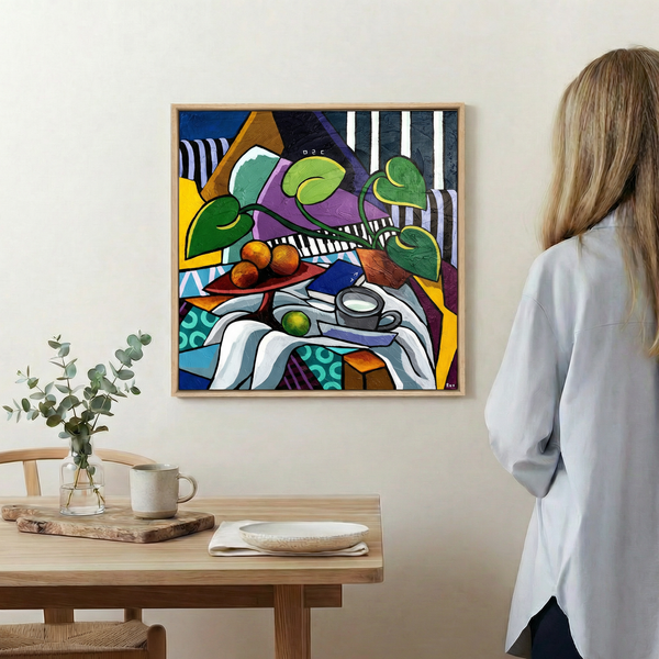 Abstract Still Life Painting – Original Wall Art – Oil & Acrylic on Canvas – Still-Melodia (24"x24")