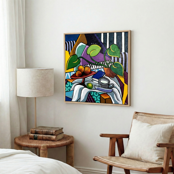 Abstract Still Life Painting – Original Wall Art – Oil & Acrylic on Canvas – Still-Melodia (24"x24")